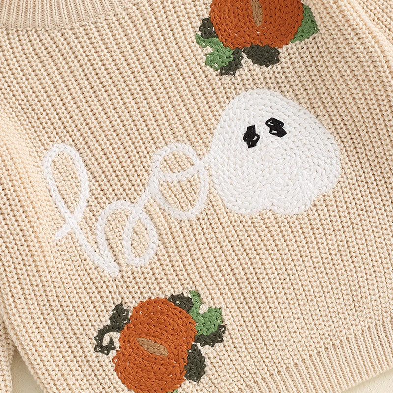 Knitted halloween jumper boo