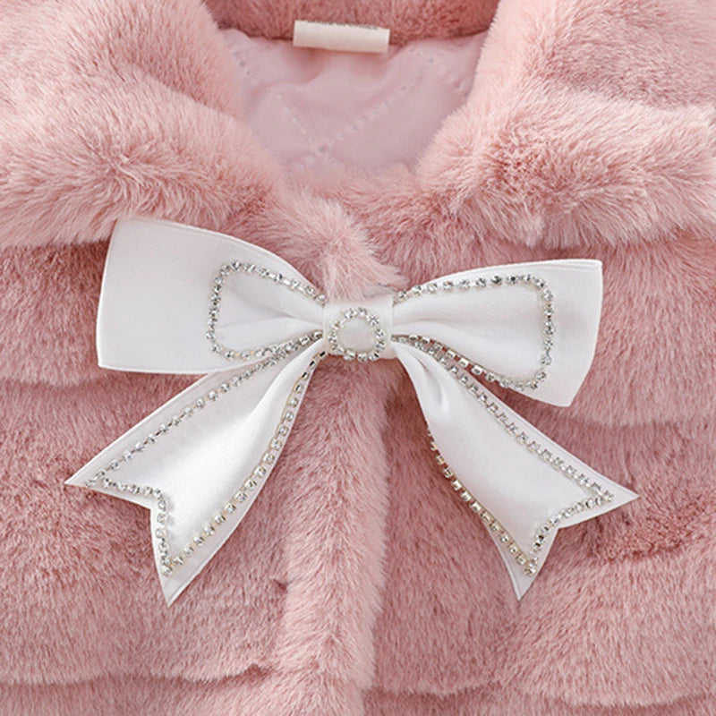 Girls fawn faux fur coat