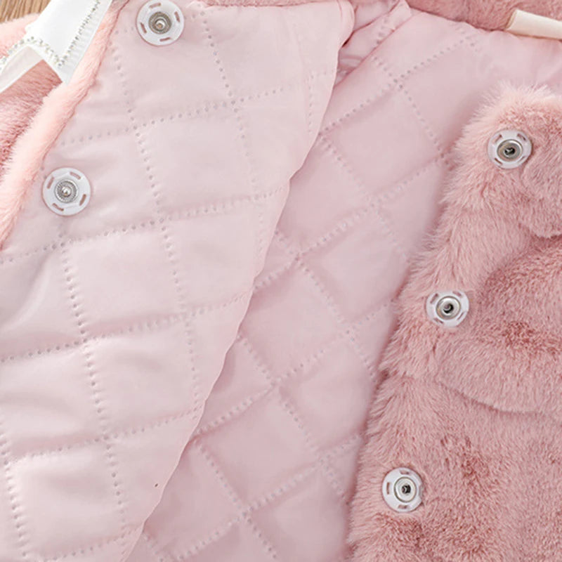 Girls fawn faux fur coat