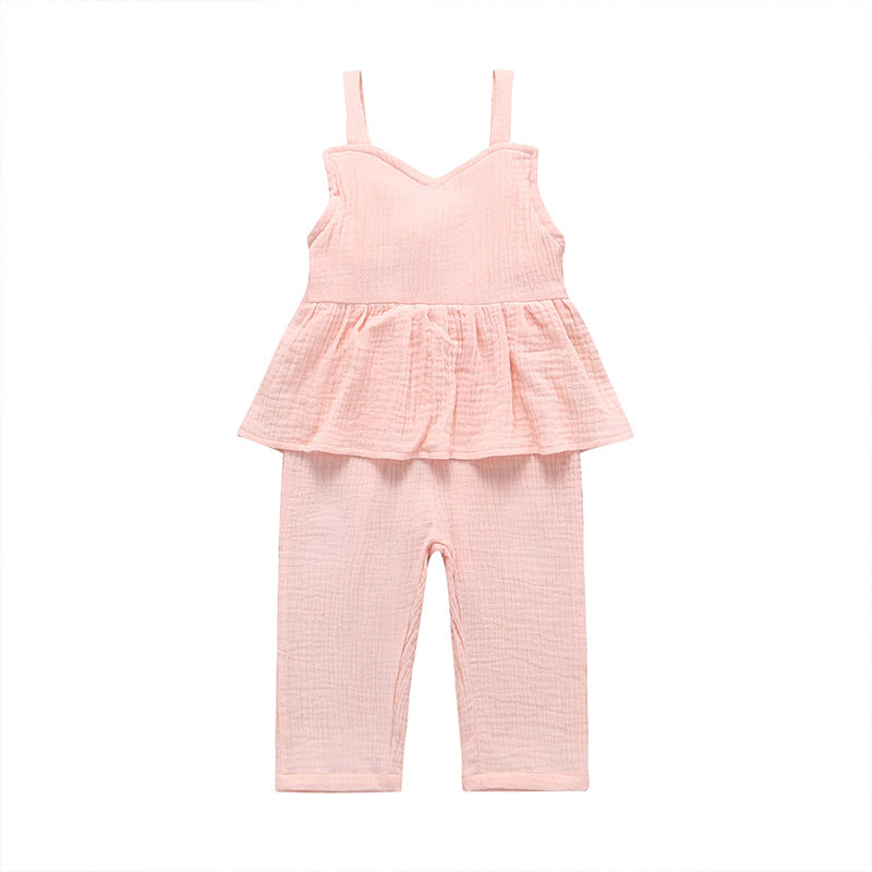 Petal summer cotton gauze jumpsuit