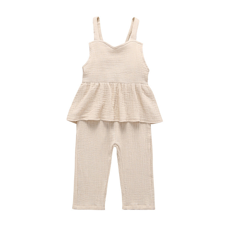 Petal summer cotton gauze jumpsuit