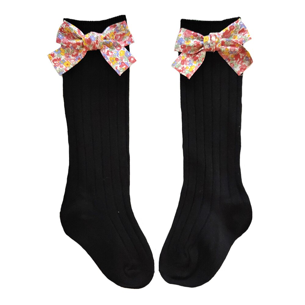 Girls knee socks with floral bow