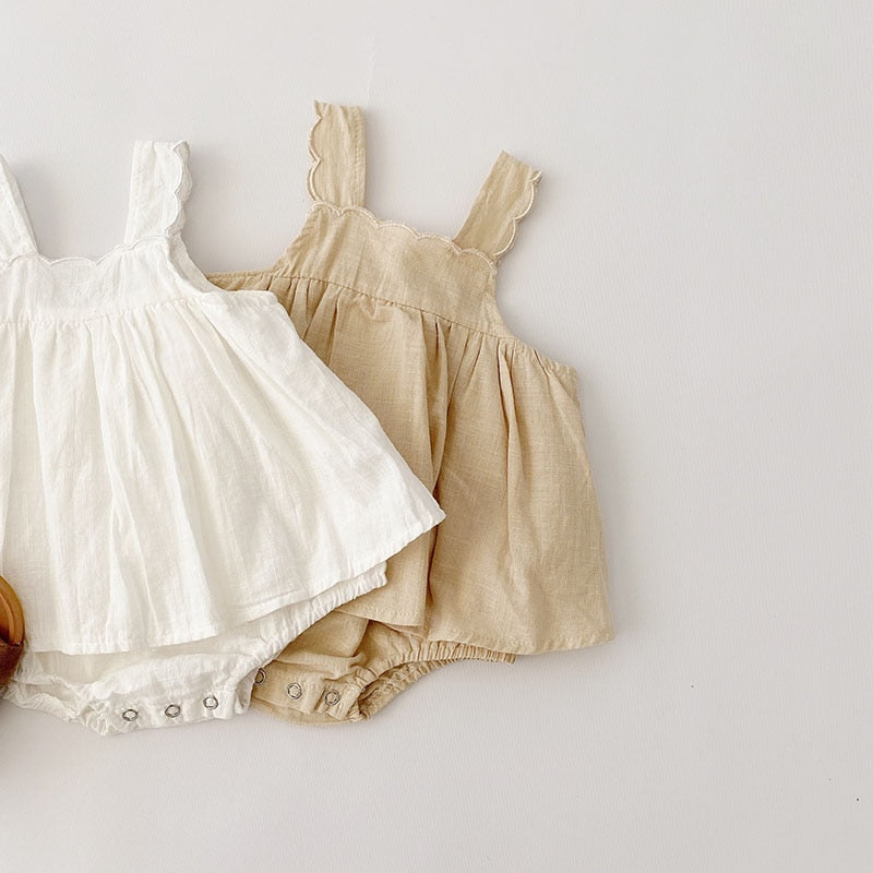 White scallop romper