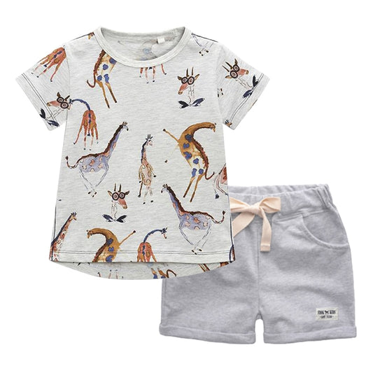 Boys giraffe t-shirt & shorts