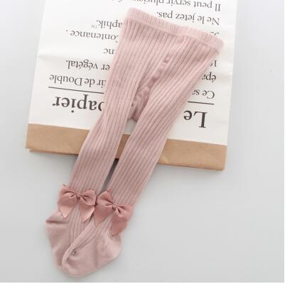 Girls ribbed tights with satin bow