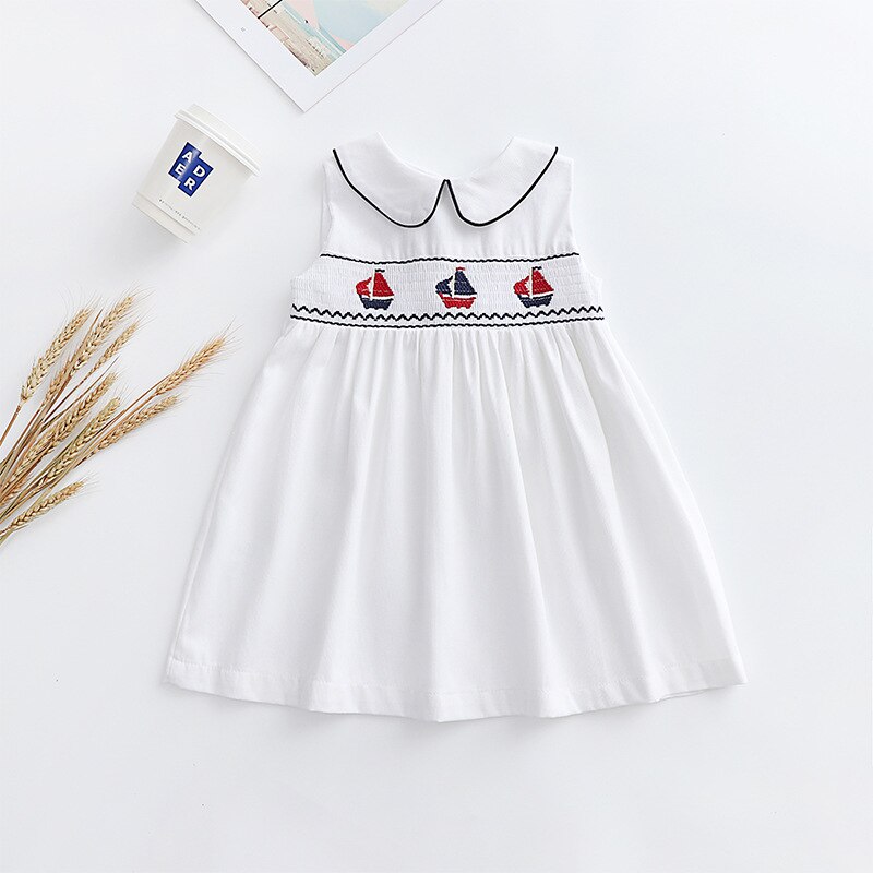 White summer dress with smocking