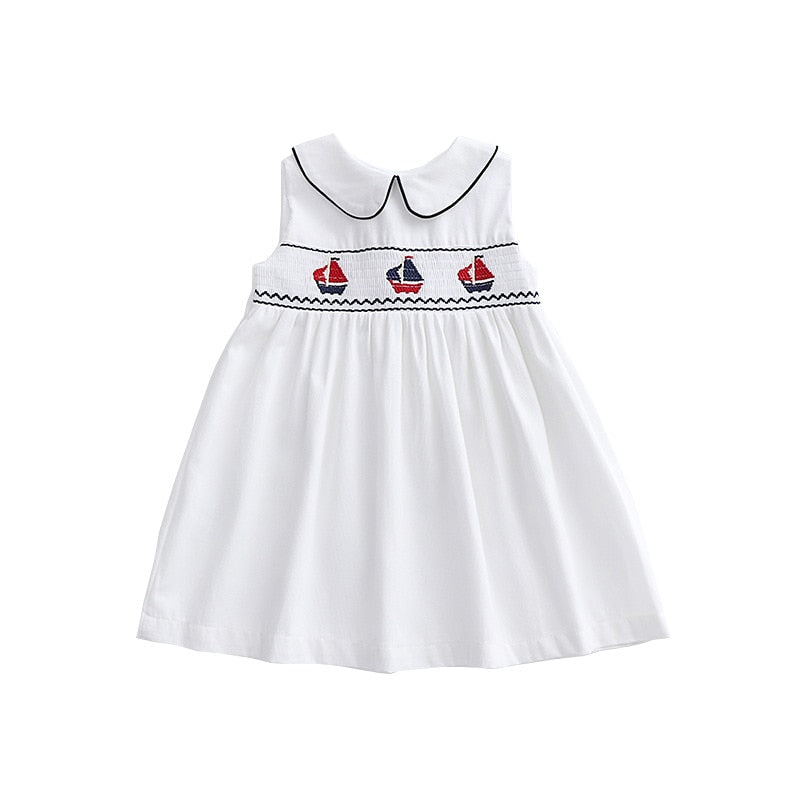 White summer dress with smocking