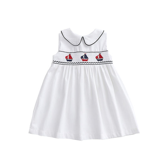 White summer dress with smocking