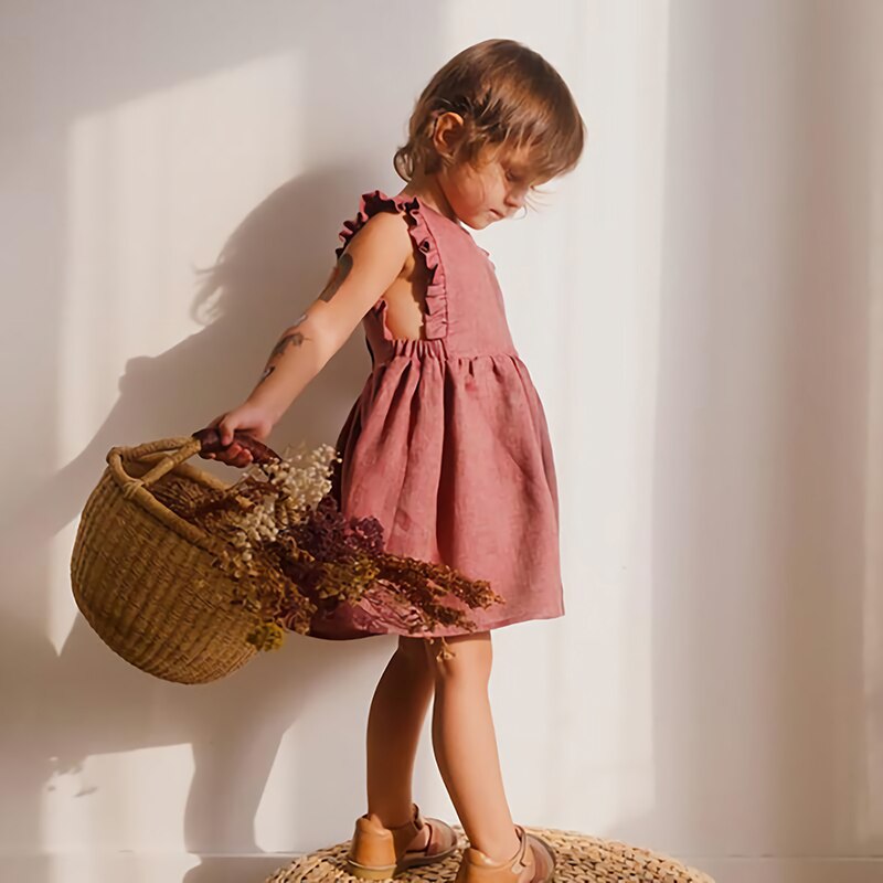 Girls summer linen dress