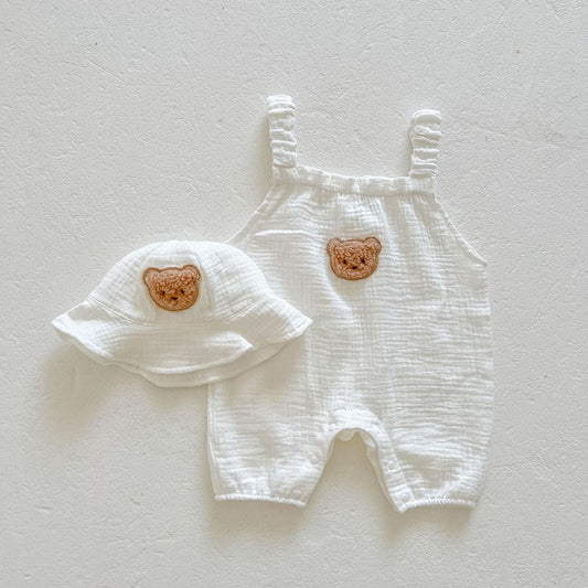 Summer cotton gauze baby boy romper set