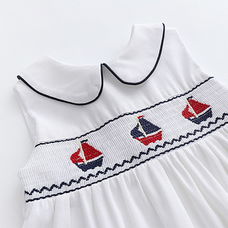 White summer dress with smocking