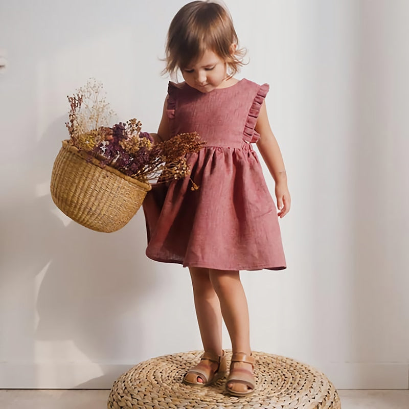 Girls summer linen dress